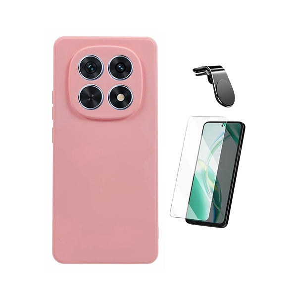 Kit Vidro Clearglass + Capa Silicone Líquido + Suporte L PHONECARE Para Xiaomi Redmi Note 15 5G - Rosa
