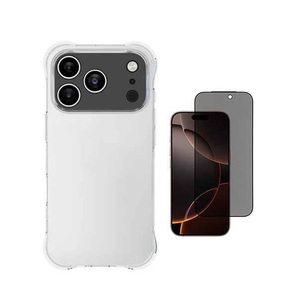 Kit Capa Superprotect Anti-Shock + Película de Vidro Anti-Spy PHONECARE Para Apple iPhone 18 Pro - Transparente