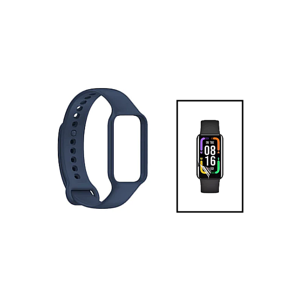 Kit Bracelete SmoothSilicone Com Fivela + Película de Hydrogel para Xiaomi Redmi Smart Band 2 - Azul