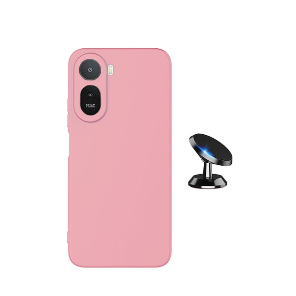 Kit Suporte Magnético + Capa Silicone Líquido PHONECARE Para Xiaomi Redmi A7 Pro 4G - Rosa