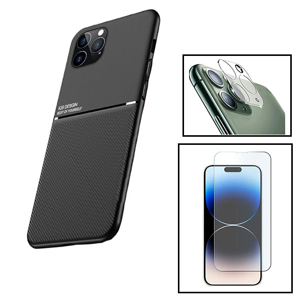 Kit Capa Magnetic Lux + Vidro Clearglass + Película de Câmara Traseira para Apple iPhone 15 Pro Max - Preto