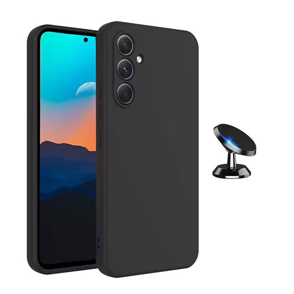 Kit Suporte Magnético + Capa Silicone Líquido Phonecare Para Samsung Galaxy A26 - Preto