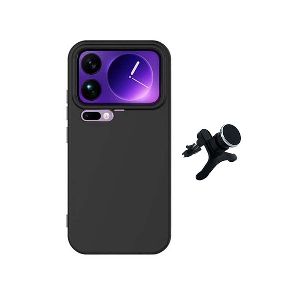 Kit Suporte Magnético Reforçado + Capa Silicone Líquido PHONECARE Para Xiaomi 17 Pro 5G - Preto