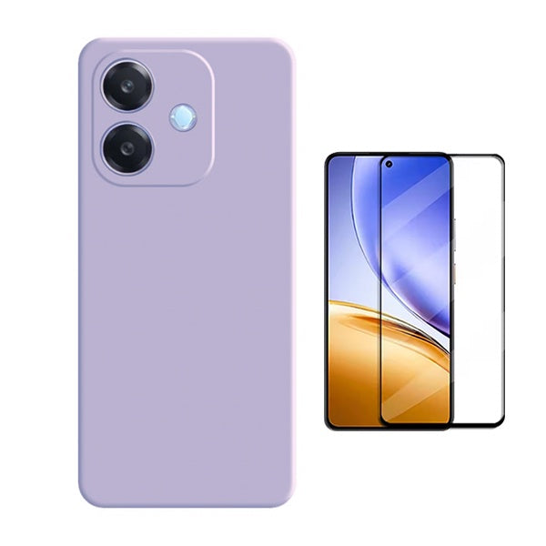 Kit Vidro Temperado + Capa Silicone Líquido PHONECARE Para Oppo A5 Pro 5G - Roxo