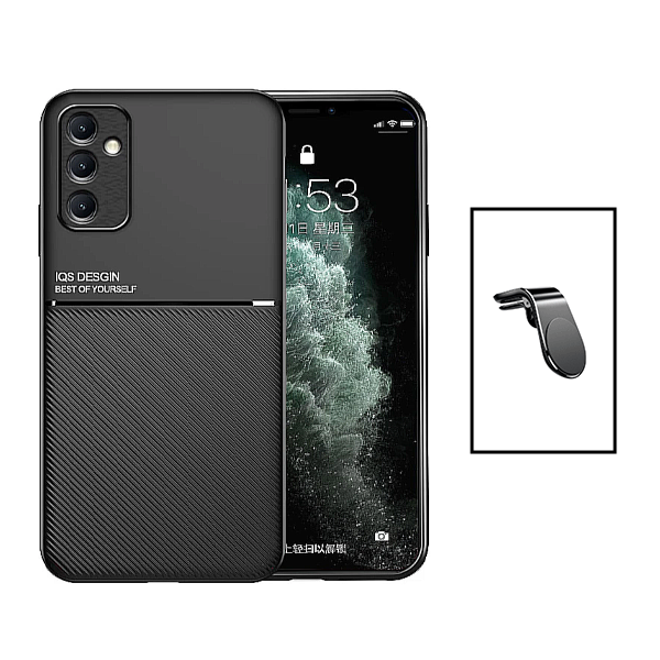 Kit Capa Magnetic Lux + Suporte Magnético L Safe Driving para Samsung Galaxy A14 5G - Preto