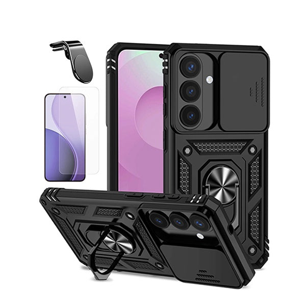 Kit Vidro Clearglass + Capa Magnetic Slide Window + Suporte L PHONECARE Para Samsung Galaxy S26 + Plus - Preto