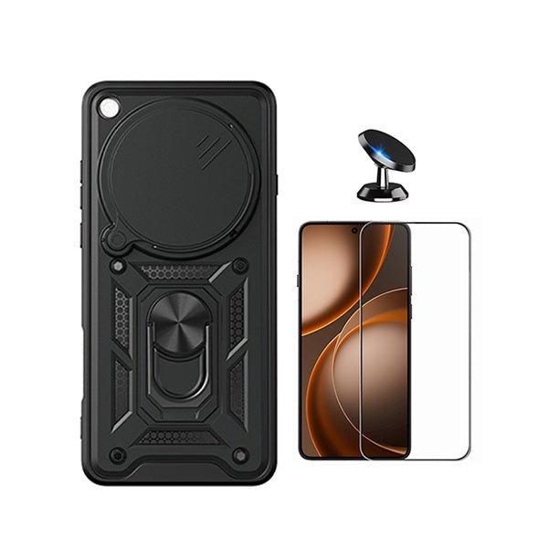 Kit Vidro + Capa Magnetic Slide Window + Suporte Magnético PHONECARE Para Oppo Find X9 Ultra - Preto