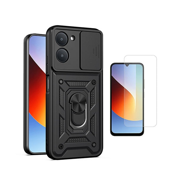 Kit Vidro Clearglass + Capa Magnetic Slide Window PHONECARE Para Xiaomi Redmi A7 4G - Preto
