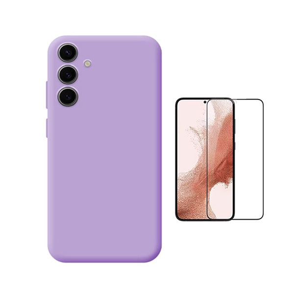 Kit Vidro Temperado + Capa Silicone Líquido PHONECARE Para Samsung Galaxy S25 FE 5G - Roxo