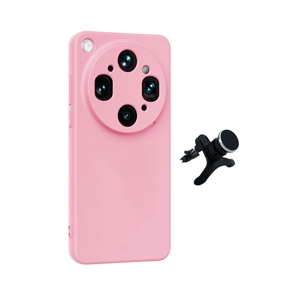 Kit Suporte Magnético Reforçado + Capa Silicone Líquido PHONECARE Para Oppo Find X9 Ultra - Rosa