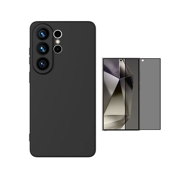 Kit Vidro Anti-Spy + Capa Silicone Líquido PHONECARE Para Samsung Galaxy S26 Ultra - Preto