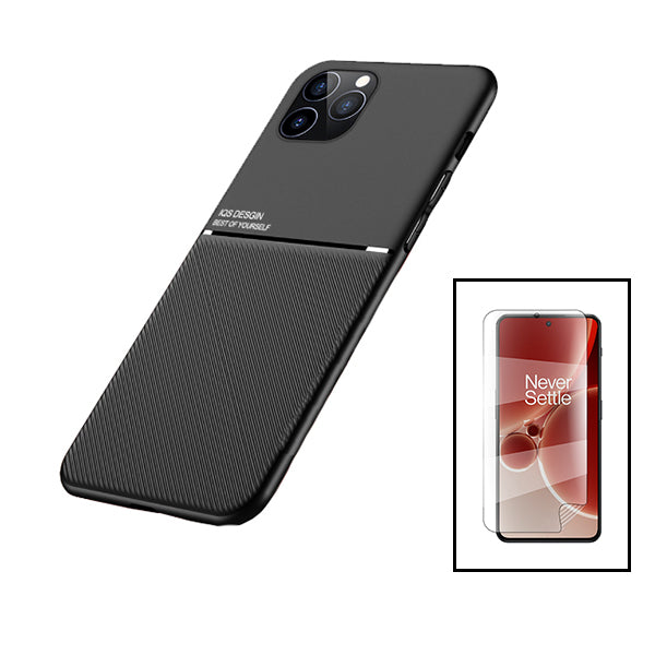 Kit Capa Magnetic Lux + Película Hydrogel Full Cover Frente para Xiaomi Redmi 12 5G - Preto