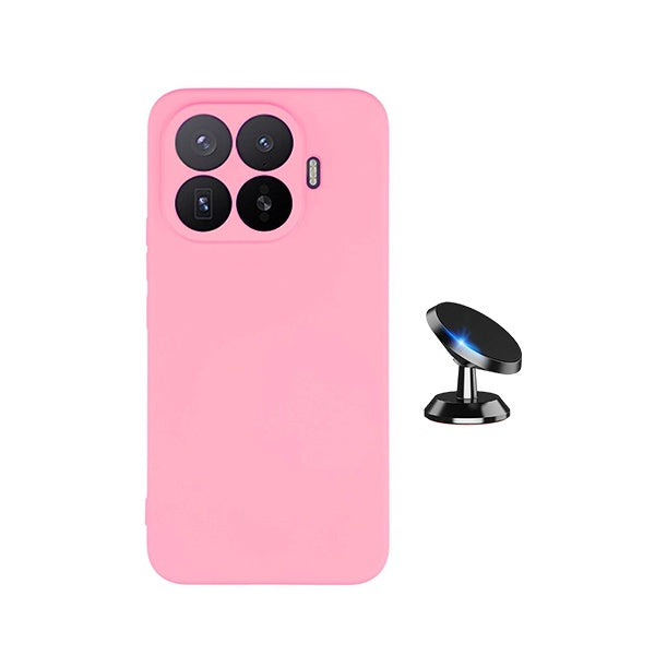 Kit Suporte Magnético + Capa Silicone Líquido PHONECARE Para Xiaomi 17T 5G - Rosa