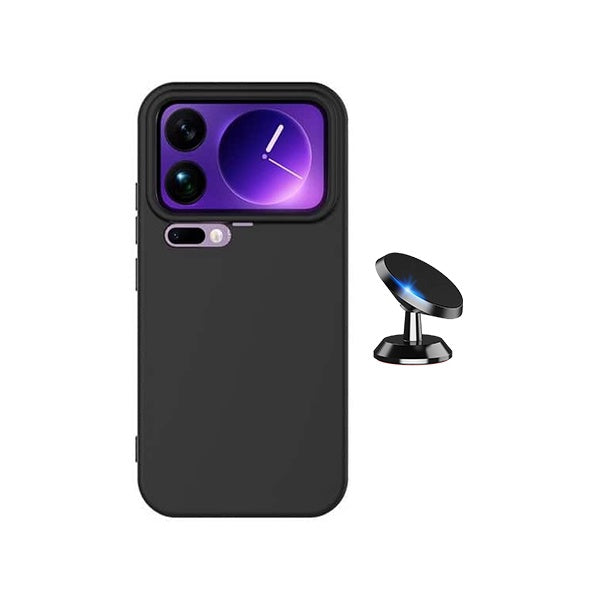 Kit Suporte Magnético + Capa Silicone Líquido PHONECARE Para Xiaomi 17 Pro Max 5G - Preto