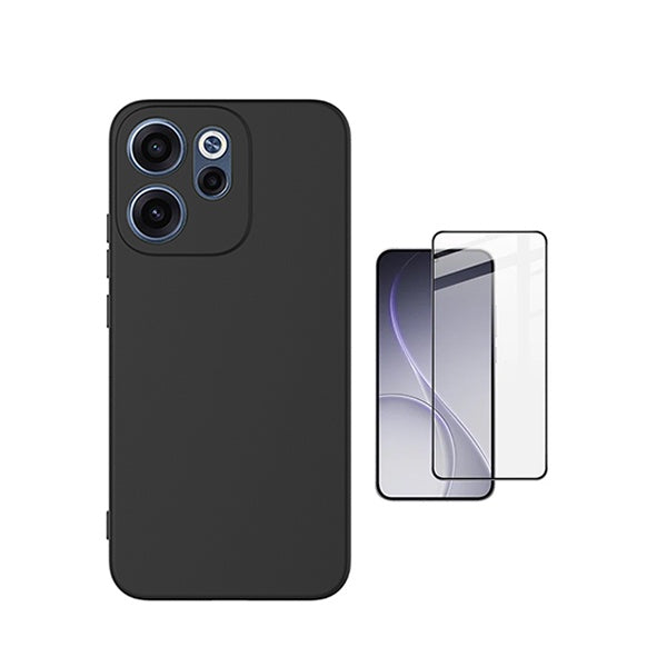 Kit Vidro Temperado + Capa Silicone Líquido PHONECARE Para Oppo Reno15 FS - Preto