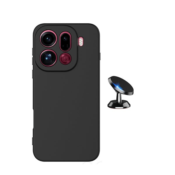 Kit Suporte Magnético + Capa Silicone Líquido PHONECARE Para Oppo Find X9 Pro - Preto