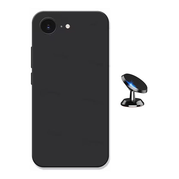 Kit Suporte Magnético + Capa Silicone Líquido PHONECARE Para Apple iPhone 17e - Preto