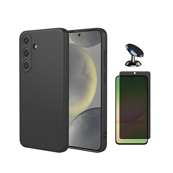 Kit Vidro Anti-Spy + Capa Silicone Líquido + Suporte Magnético PHONECARE Para Samsung Galaxy S26 - Preto