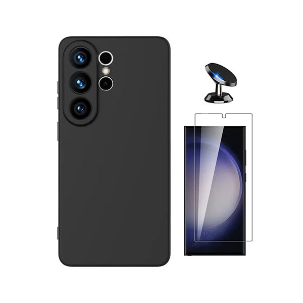 Kit Vidro Clearglass + Capa Silicone Líquido + Suporte Magnético PHONECARE Para Samsung Galaxy S26 Ultra - Preto