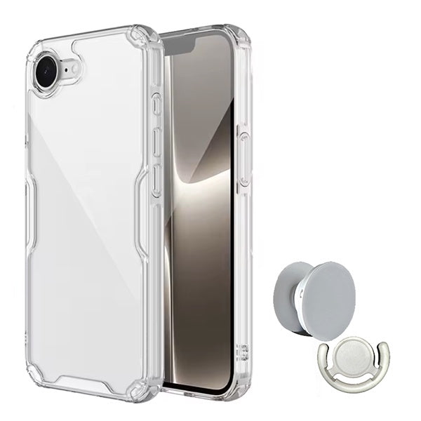 Kit Capa 360° Impact Protection + 1 Gripholder + 1 Suporte PHONECARE Para Apple iPhone 17e - Transparente/Branco