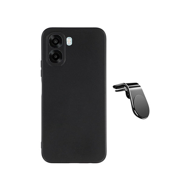 Kit Suporte L + Capa Silicone Líquido PHONECARE Para Oppo A6x - Preto