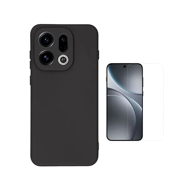 Kit Vidro Clearglass + Capa Silicone Líquido PHONECARE Para Oppo Find X9 - Preto