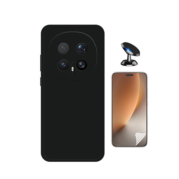 Kit Película Hydrogel Frente + Capa Silicone Líquido + Suporte Magnético PHONECARE Para Honor Magic8 Pro - Preto