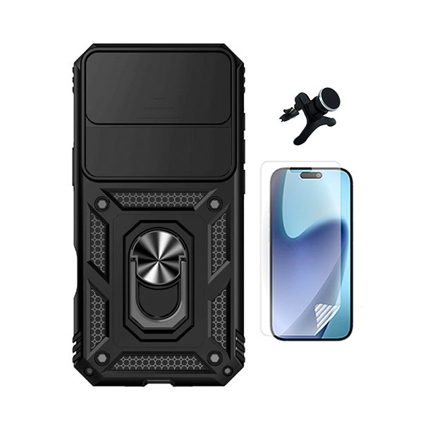 Kit Película Hydrogel Frente + Capa Magnetic Slide Window + Suporte Magnético Reforçado  PHONECARE Para Apple iPhone 17 Air - Preto