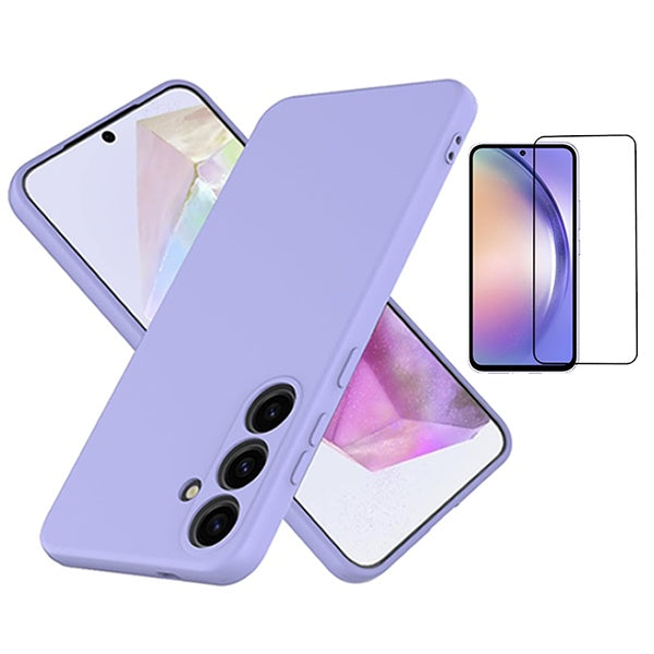 Kit Vidro Temperado + Capa Silicone Líquido Phonecare Para Samsung Galaxy A36 - Roxo