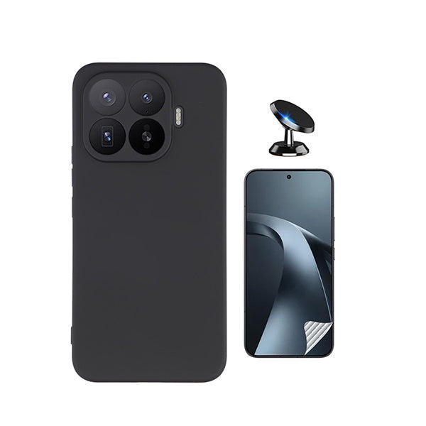 Kit Película Hydrogel Frente + Capa Silicone Líquido + Suporte Magnético PHONECARE Para Xiaomi 17T 5G - Preto