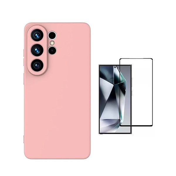 Kit Vidro Temperado + Capa Silicone Líquido PHONECARE Para Samsung Galaxy S26 Ultra - Rosa