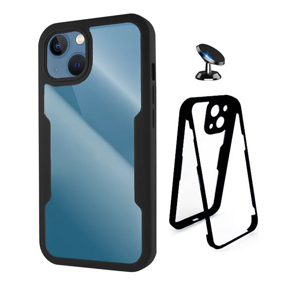 Kit Capa Anti-Crash 360 Protection + Suporte Magnético Phonecare Para Apple iPhone 13 Mini - Preto