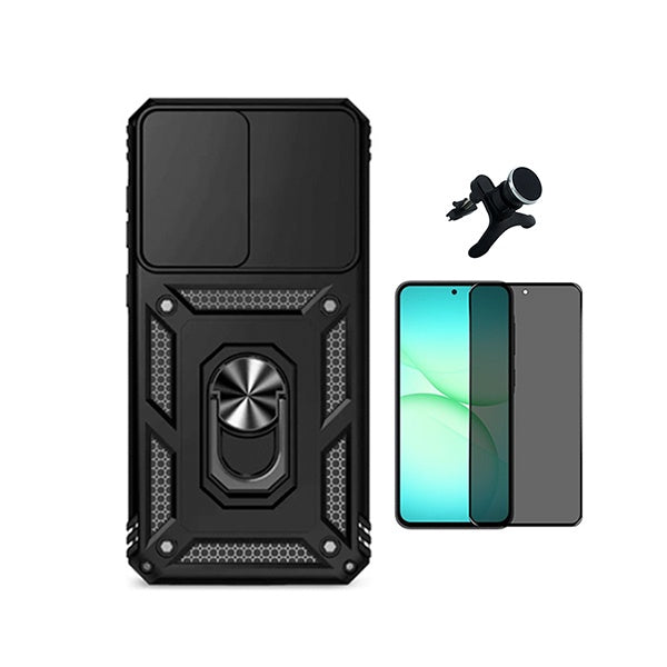 Kit Película Anti-Spy + Capa Magnetic Slide Window + Suporte Magnético Reforçado  PHONECARE Para Samsung Galaxy A57 5G - Preto
