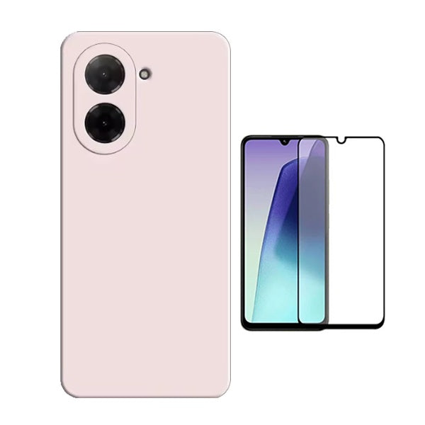 Kit Vidro Temperado + Capa Silicone Líquido PHONECARE Para Xiaomi Redmi A5 4G - Rosa