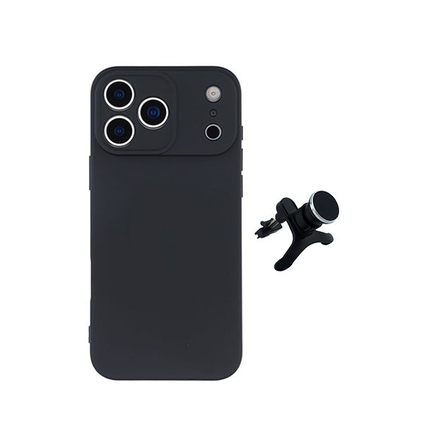 Kit Suporte Magnético Reforçado + Capa Silicone Líquido PHONECARE Para Apple iPhone 18 Pro - Preto