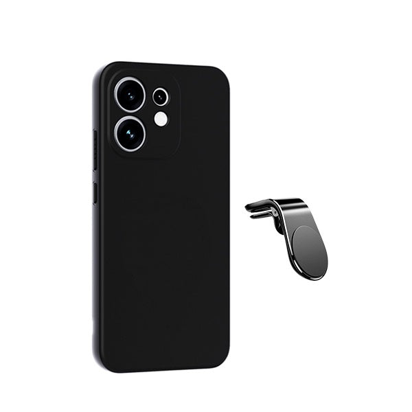 Kit Suporte L + Capa Silicone Líquido PHONECARE Para Oppo Reno16 - Preto