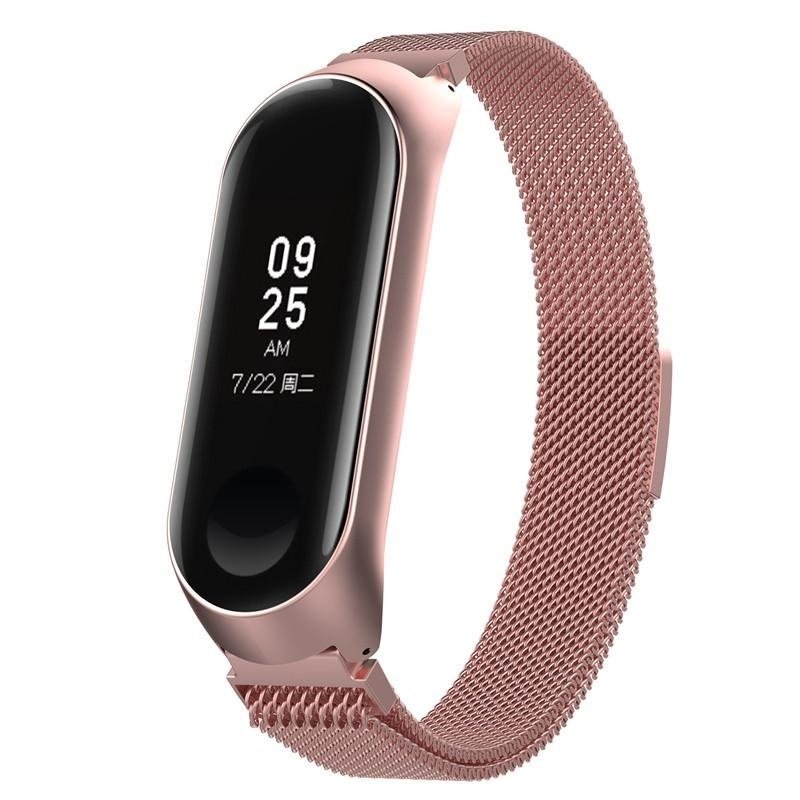 Bracelete Milanese Loop Fecho Magnético para Xiaomi Mi Band 6 / Mi Smart Band 6 - Rosa