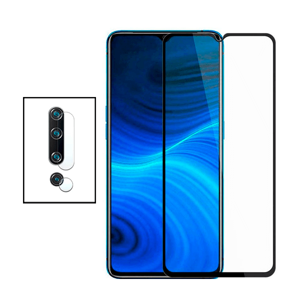 Kit Película de Camara Traseira + Vidro Premium Full Cover Curved para Xiaomi Mi Note 10 Pro