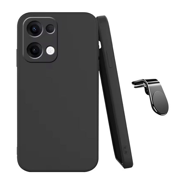 Kit Suporte L + Capa Silicone Líquido PHONECARE Para Oppo Reno13 - Preto