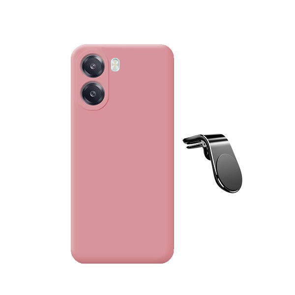 Kit Suporte L + Capa Silicone Líquido PHONECARE Para Oppo A6x - Rosa