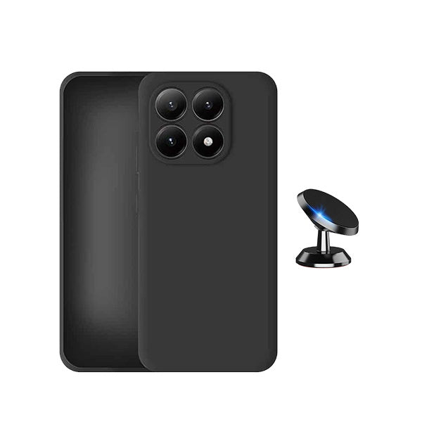 Kit Suporte Magnético + Capa Silicone Líquido PHONECARE Para Xiaomi 17 5G - Preto