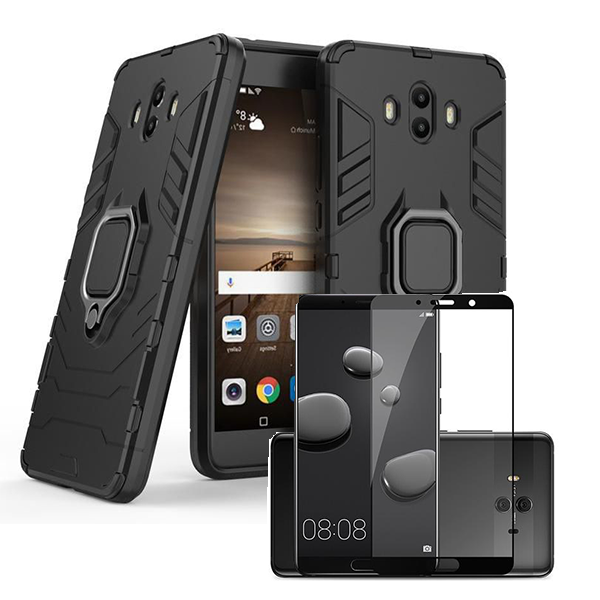 Kit Vidro Premium Full Cover + Capa 3X1 Military Defender para Huawei Mate 10