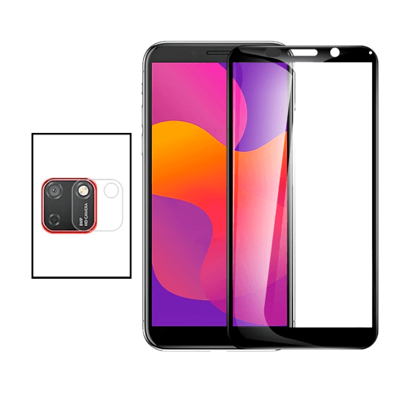 Kit Película de Camara Traseira + Vidro Premium Full Cover para Huawei Honor 9s