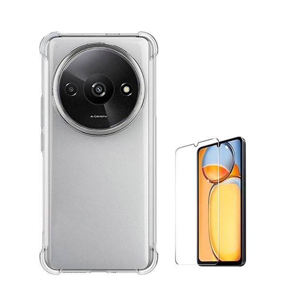 Kit Capa SuperProtect Anti-Shock + Película de Vidro Clearglass para Xiaomi Redmi A3 - Transparente