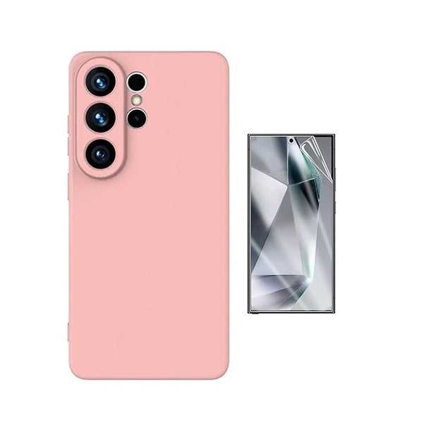 Kit Película Hydrogel Frente + Capa Silicone Líquido PHONECARE Para Samsung Galaxy S26 Ultra - Rosa