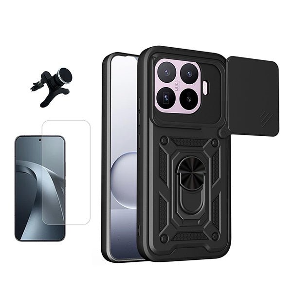 Kit Vidro Clearglass + Capa Magnetic Slide Window + Suporte Magnético Reforçado  PHONECARE Para Xiaomi 17T Pro 5G - Preto