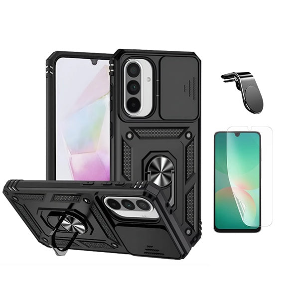 Kit Película Hydrogel Frente + Capa Magnetic Slide Window + Suporte L PHONECARE Para Samsung Galaxy A17 4G - Preto