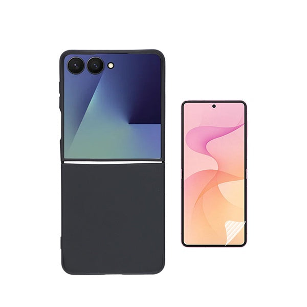 Kit Película Hydrogel Frente + Capa Silicone Líquido PHONECARE Para Samsung Galaxy Z Flip8 - Preto