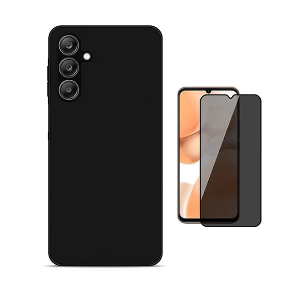 Kit Vidro Anti-Spy + Capa Silicone Líquido PHONECARE Para Samsung Galaxy A18 4G - Preto