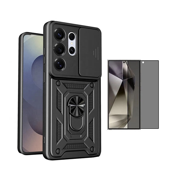 Kit Película Anti-Spy + Capa Magnetic Slide Window PHONECARE Para Samsung Galaxy S26 Ultra - Preto
